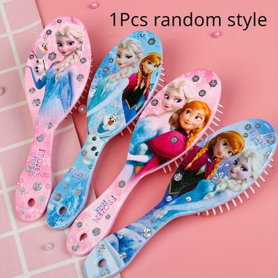 TEMU 1pc Princess-themed Air Cushion Comb – Featuring , , Anna & More – Scalp Massage & Detangling Comb With Colorful Illustrations, Comb Image