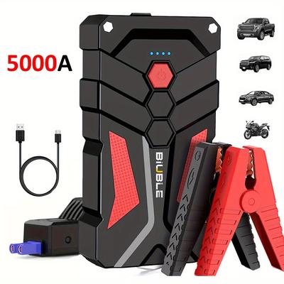 TEMU Car Jump Starter Power Bank With Led Flashlight, 5000a Car Emergency Battery Booster With Image