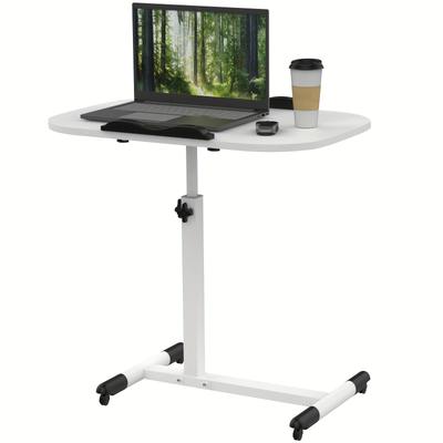 TEMU 60 X 40 Cm Laptop Stand, Computer Table, Laptop Table, Height Adjustable With 2 Stop Bars, Mobile Standing Table With 4 Wheels, Overbed Table, 360 Rotating Table Top, Foldable Side Table, Black Image