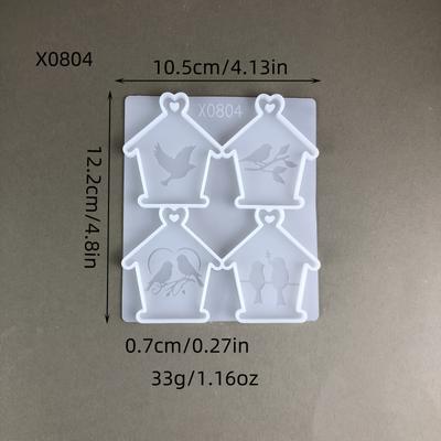 TEMU Resin Casting Molds, House Bird Pendant Decoration Mold, Resin Plaster Diy House Bird Pendant Decoration, Keychain Pendant Backpack Pendant, Pendant Silicone Mold. Image