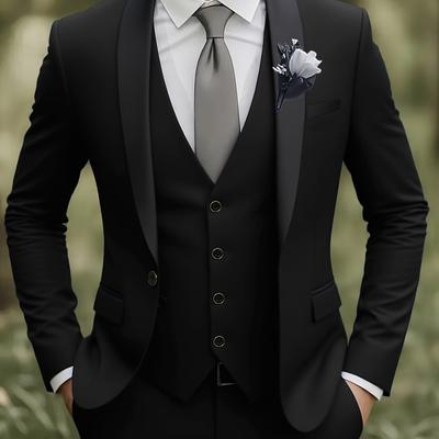 TEMU Men'-piece Suit High-end Suits Men's Plus Size Western Pants Vest Formal Wear Wedding Dress Workwear Party Gift Image