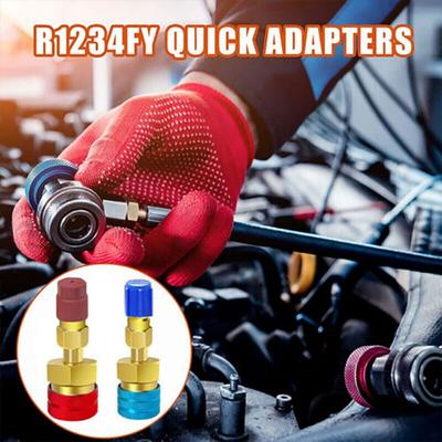 TEMU 2pcs R1234yf To R134a Car Air Conditioner Quick Connector Brass Coupling Hose Adapter Image