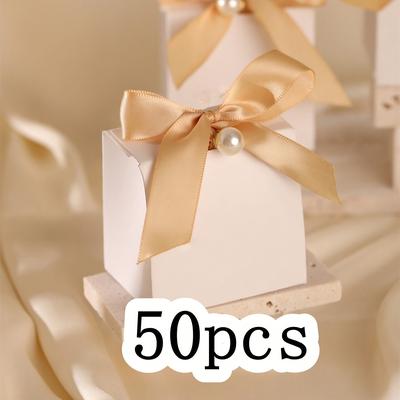 TEMU 10pcs/50-pack Home Party Gift Box, Candy Packaging With Ribbon, Boxes For Birthdays, Weddings, And Celebrations Image