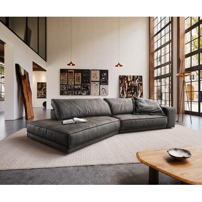 DELIFE Big-Sofa Snoosh 400x150 cm Mikrofaser Schwarz Vintage Recamiere links, Big Sofas Image