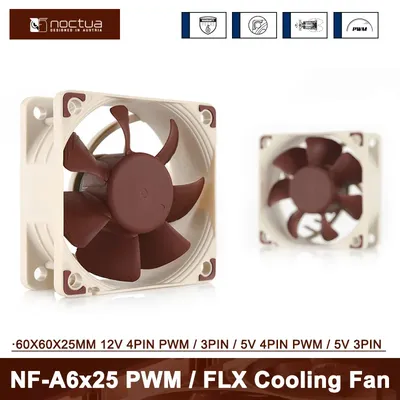 Noctua NF-A6x25 Case Fan 60mm Computer Chassis Fan 12V 5V SSO Magnetically Stable Bearing Radiator CPU Cooling Fan