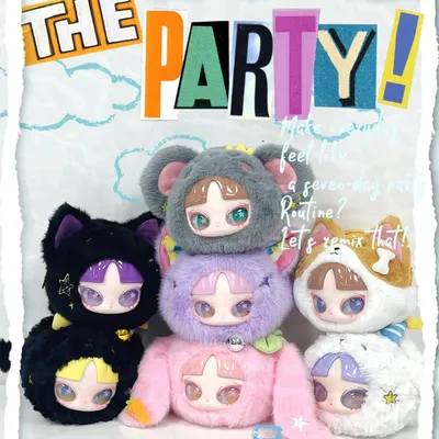 Inn The Party Series Plush Hanging Bag Pendant Trendy Blind Box Outdoor Zipper Bag Cosmetics Wallet Cute Mystery Box Toy Gifts