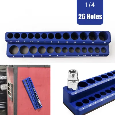 1pcs Blue Magnetic Sockets Storage Rack 1/4 Inch Plastic Socket Display Holder Kit Professional Metric Tools Organizer