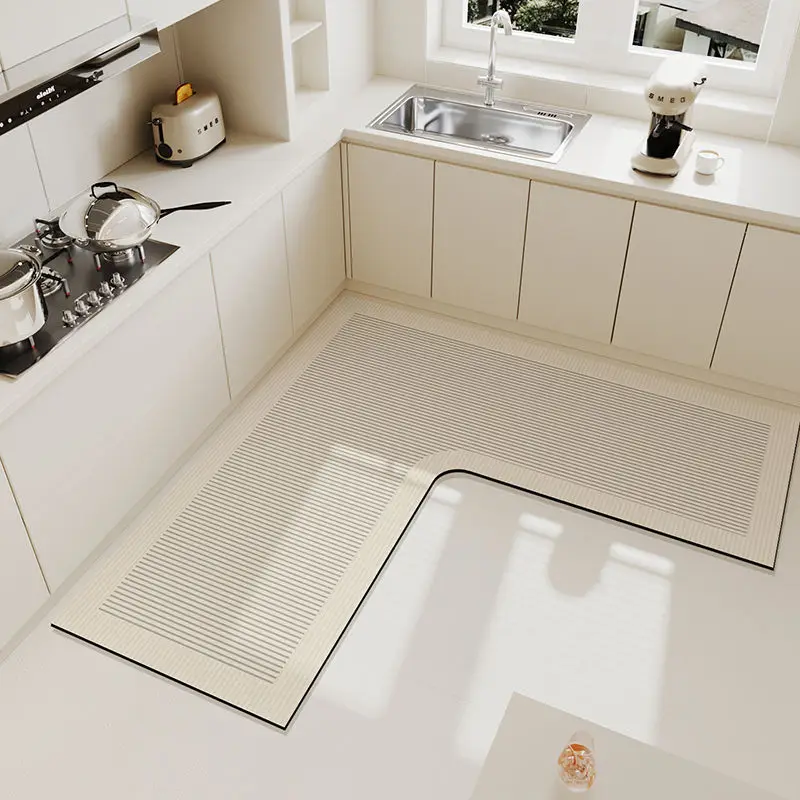 New L Shaped Simple Kitchen Mat Foot mats Long Area Rugs Crystal Velvet Carpet for Living Room Absorbent Foot Bedroom Doormat