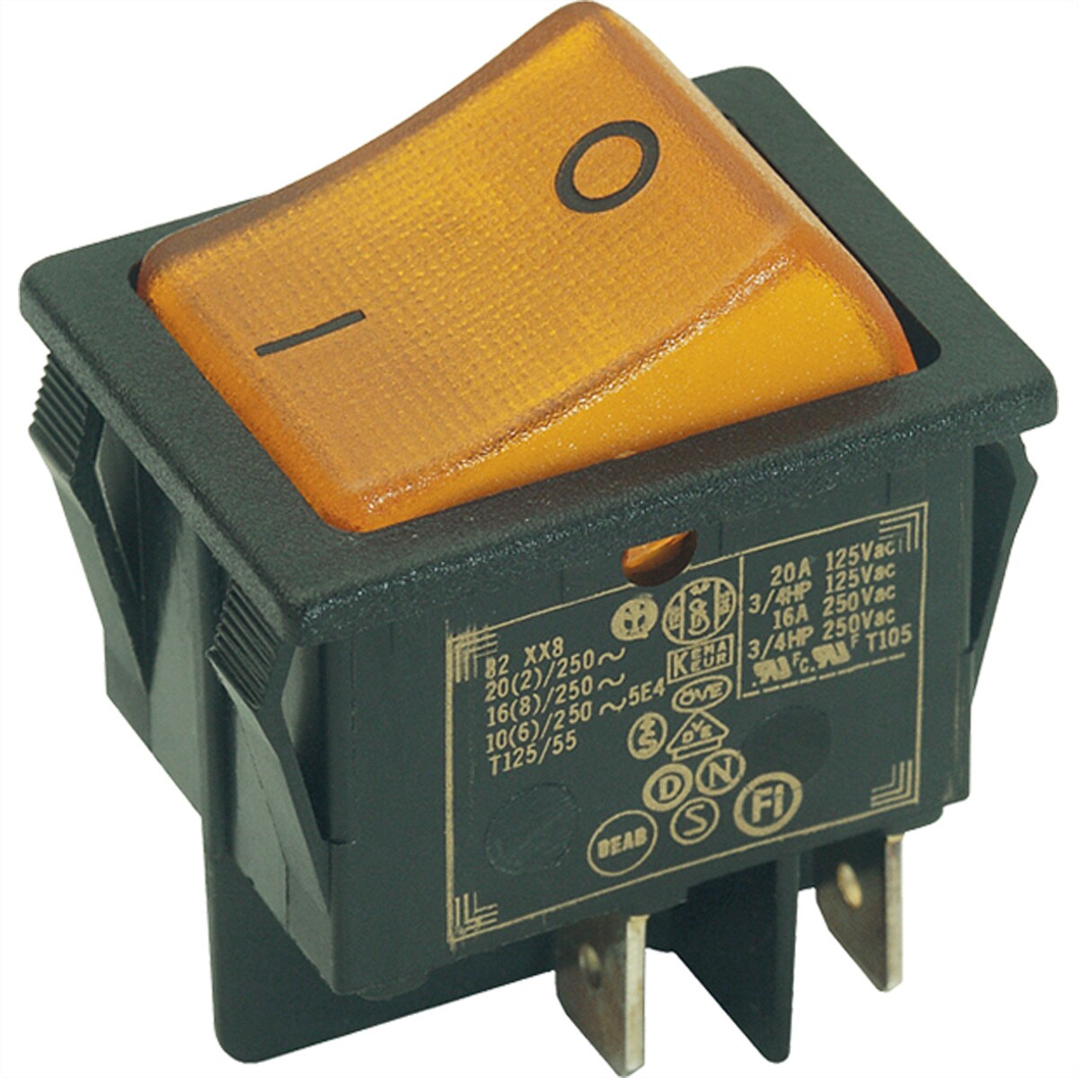 BACHMANN Wippenschalter Serie 3652, Aus schalter, bel., 2polig,, schwarz / gelb Image