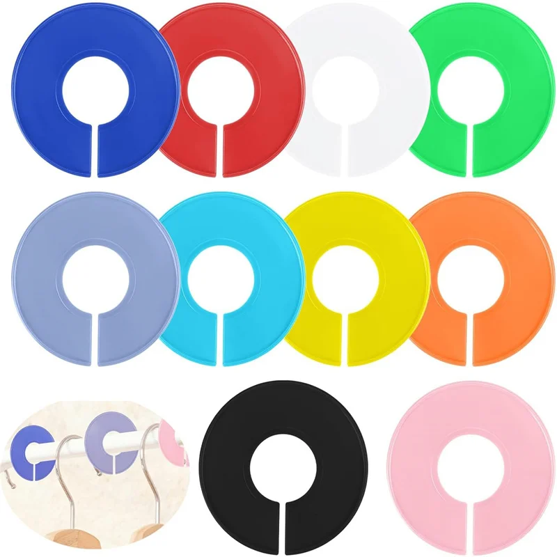 10/20Pcs Plastic Clothing Rack Size Dividers Round Hangers Closet Dividers Garment Tags Size Marking Ring
