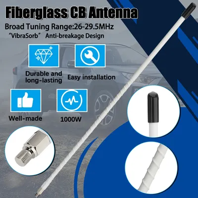 ABBREE Fiberglass 1000W CB Antenna 27MHz strong signal broad tuning range Compatible With Cobra Midland Uniden Maxon Radio