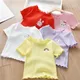 Girls Short Sleeve T-Shirt Summer Clothes Infant Baby 100% Soft Leggings Summer Girls 1-7 Years Old Children'S Half Sleeve Top