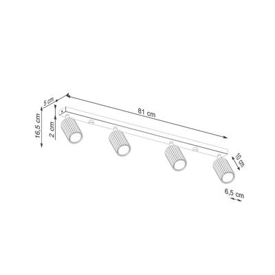 SOLLUX LIGHTING Deckenstrahler Karbon, schwarz, Länge 81 cm, Alu, 4-flg. Image