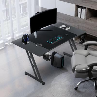 Gaming Tisch 120 x 60cm Gaming Schreibtisch Stabiler Computertisch pc Tisch Schwarz mit Image
