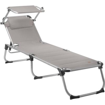 Campfeuer - Sonnenliege mit Dach, Grau, Alu Campingliege, Gartenliege mit Sonnendach Image