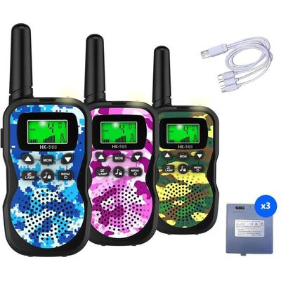 Kinder-Walkie-Talkies, 3 Stück, 22 Kanäle, 2-Wege-Radio-Spielzeug mit Taschenlampe und