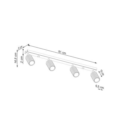 SOLLUX LIGHTING Deckenstrahler Karbon, weiß, Länge 81 cm, Aluminium, 4-flg. Image