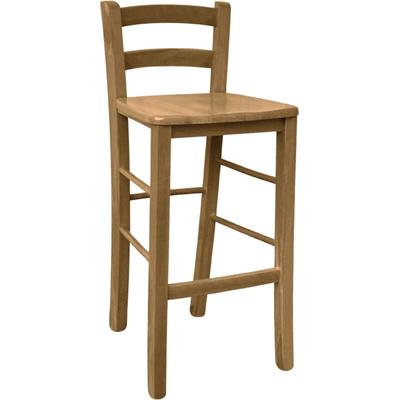 Barhocker aus Holz h 67cm mit Sitz aus massivem hellem Nussbaum Image
