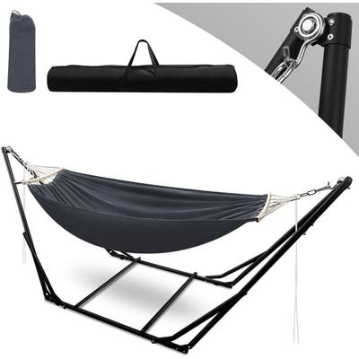 Swanew - Hängematte mit Gestell Dunkelgrau bis 150kg Hängematten Outdoor Stabhängematte Hängesessel Image