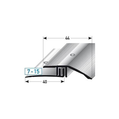 Anpassungsprofil 44 x 7 - 15 x 900 mm Aluminium eloxiert Höhenausgleichsprofil Edelstahlfarbend Image