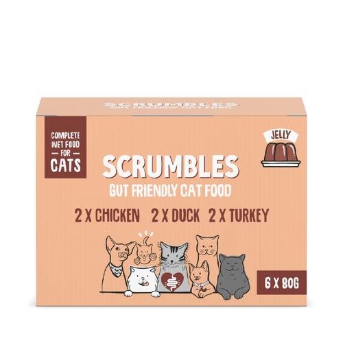 6x80g Variety Pack Jelly Meat Scrumbles Wet Cat Food