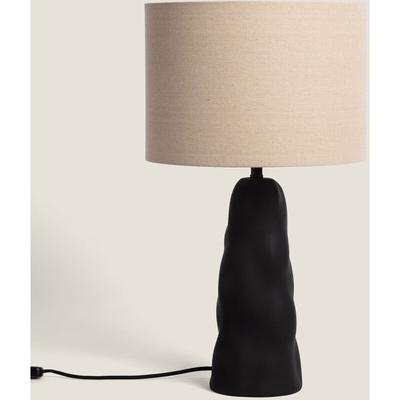 Tischlampe aus Metall und Leinen Criss Schwarz Image