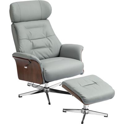 Homcom - Relaxsessel mit Hocker, Fernsehsessel mit Liegefunktion, verstellbare Kopfstütze, Drehbar Image
