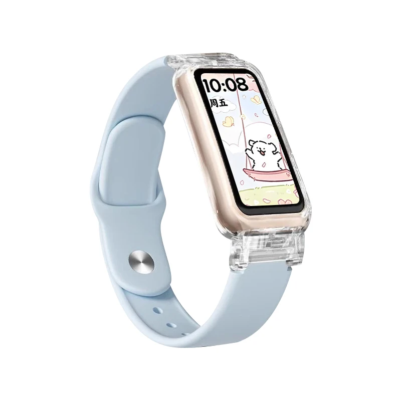Transparente Hülle + Armband für Huawei Band 10/9/9 NFC Zubehör Sport Silikon Uhrenarmband Correa für Huawei Bands 8/8NFC Abdeckung Image