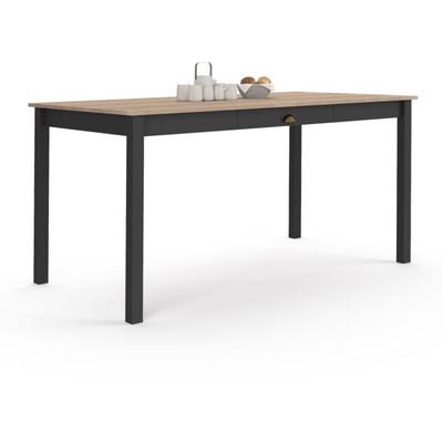 Rechteckiger Esstisch isis 8 Personen mit Schublade aus Holz und Schwarz 150 cm Image