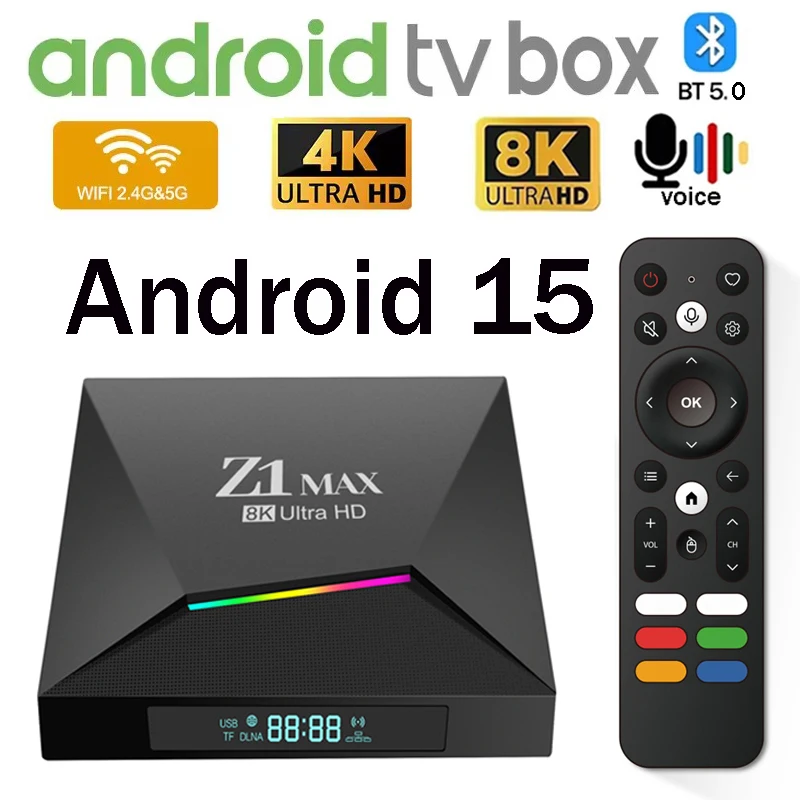 8K Android 15 Z1 Max TV Box 4G 5G Dual WiFi Media Player Unterstützung All winner H618 Quad Core BT 5.0 Voice Fernbedienung IPTV 4K 8K TV Box Image