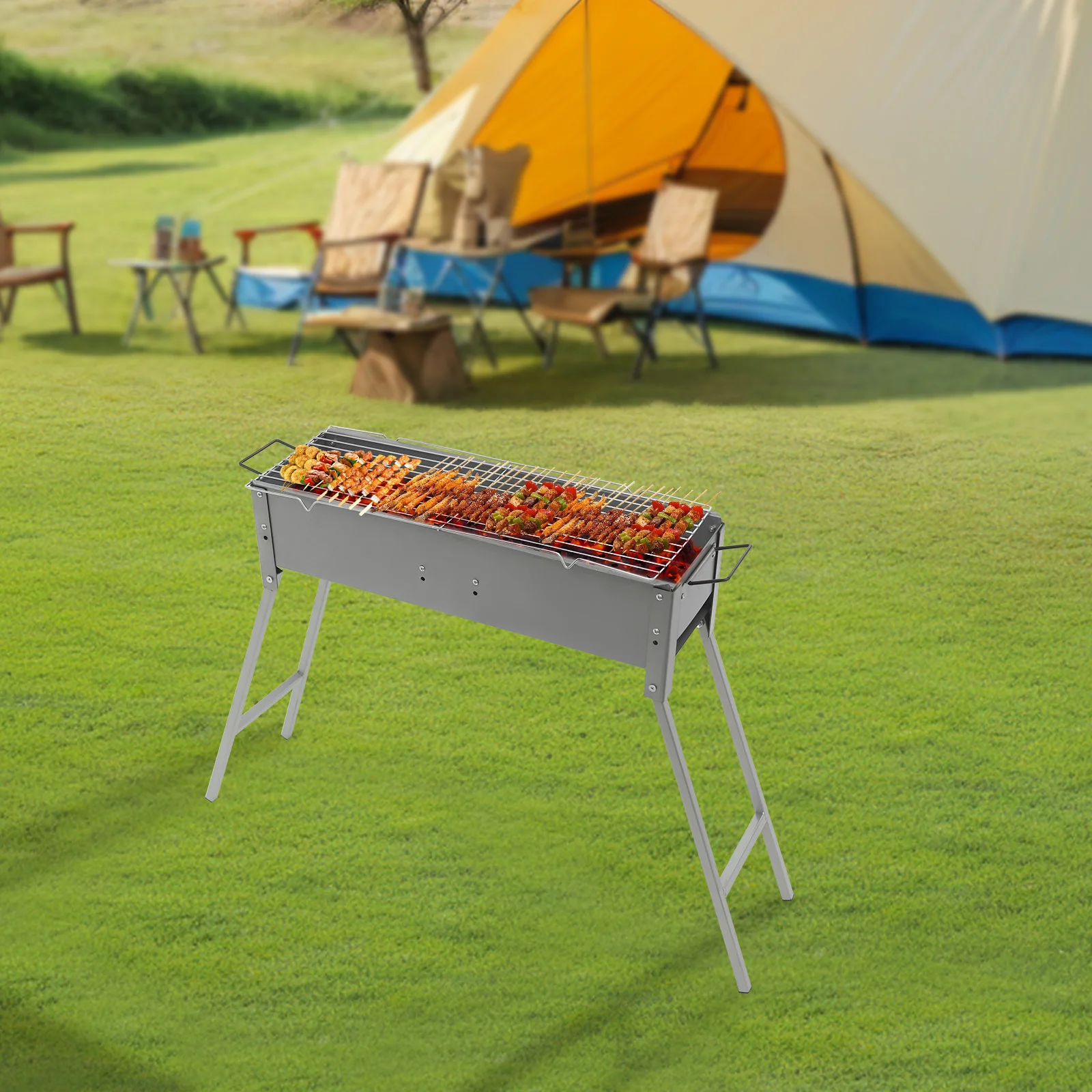 Tragbarer BBQ-Grill, zusammenklappbar, Camping-Grill, Holzkohlegrills Image