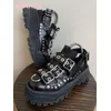 Y2k Rock Punk Sandale Turnschuhe Gürtels chn allen runde Zehen Plattform Höhe zunehmende einfarbige Mode elegante sexy prägnante Schuhe