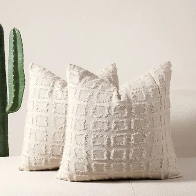 1 Stück einfache Modedekorationen, strukturierte Boucle-Kissenbezüge, solide Kissenbezüge, gemütlicher, weicher, dekorativer Couch-Kissenbezug Image