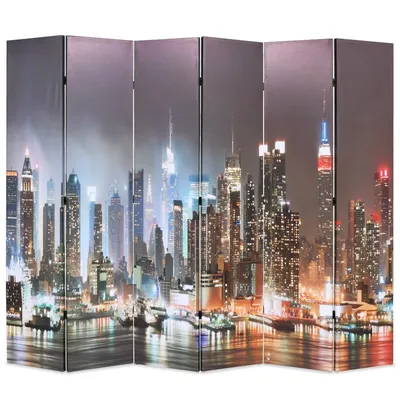 Klappbare Leinwand 228 x 170 cm, Druck New York bei Nacht, Heimdekorationsprodukte, Trennwände, Image