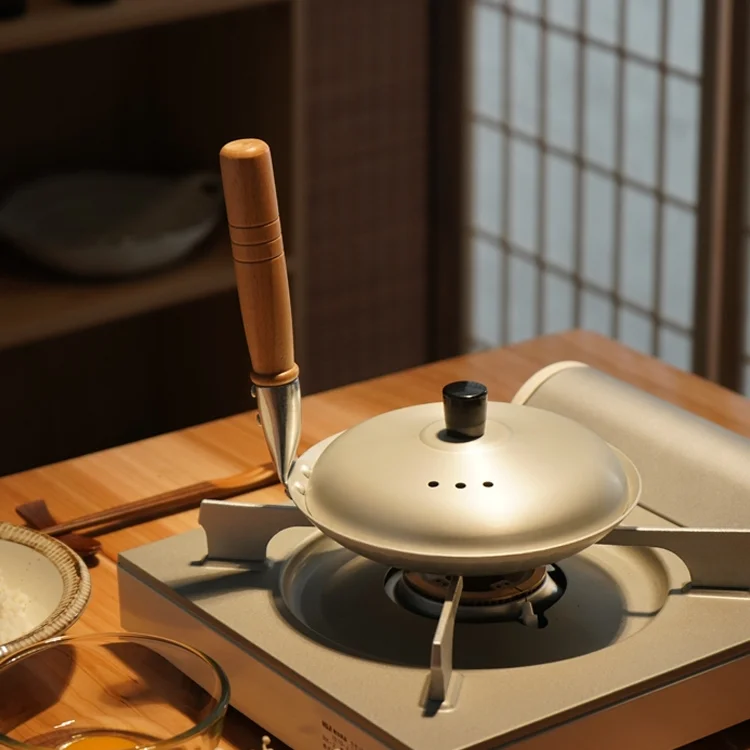 Japanische Küchen-Bratpfanne mit geradem Griff und Deckel, Eltern-Kind-Donburi-Topf, Haushalts-Reisschüssel mit Deckel, Eierreis, Mini-Topf Image