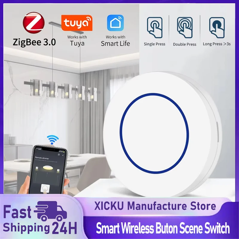 Tuya Zigbee Smart Button Drahtlose Drahtlose Szene Schalter Smart Home Automation Fernbedienung Funktioniert mit Zigbee Gateway 2MQTT Image