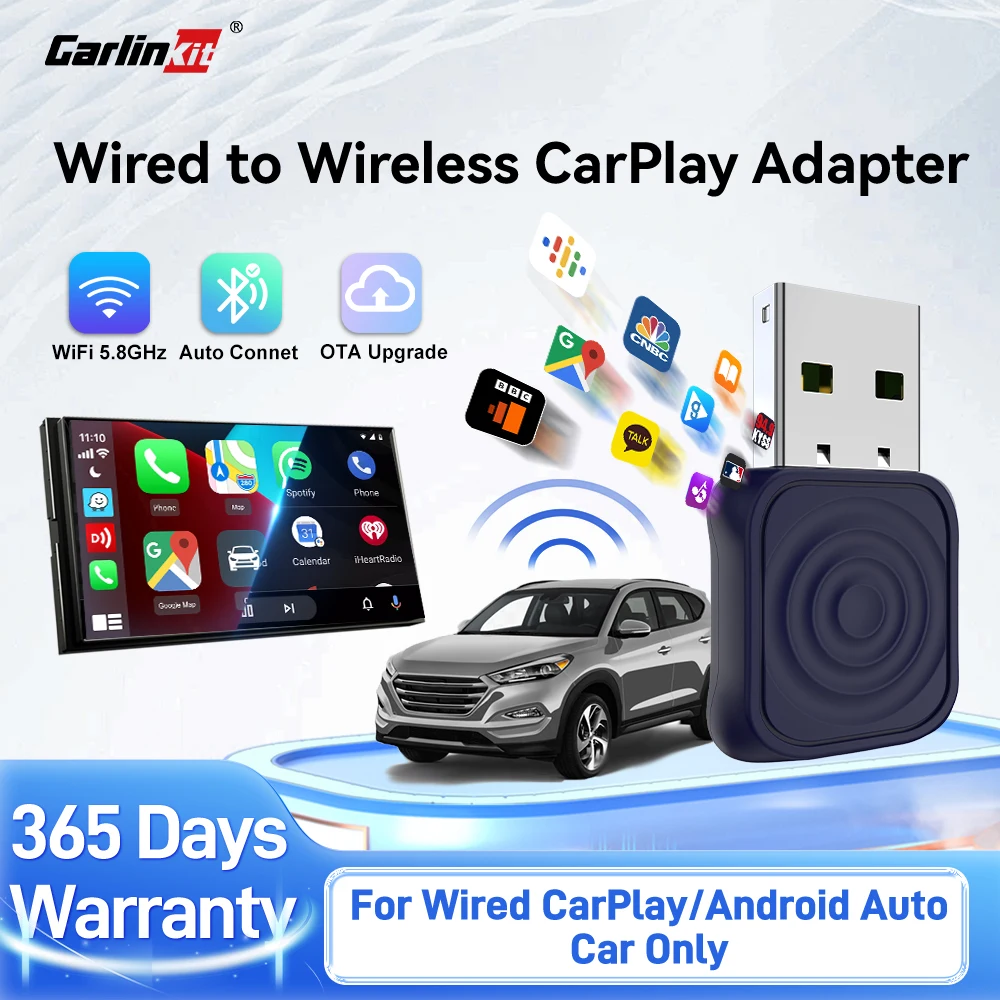 CarlinKit 5.0 Mini Ultra Wireless CarPlay Adapter Android Auto Wireless Dongle für VW Toyota Nissan Honda Ford Benz 99 % OEM-Autos Image
