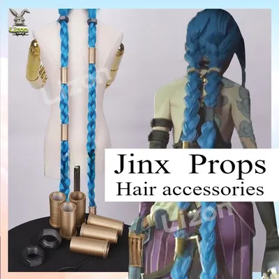 LoL Arcane Jinx Cosplay Haarschmuck Requisiten Schwester CosplayLOL Arcane Jinx blaue Perücken für Image