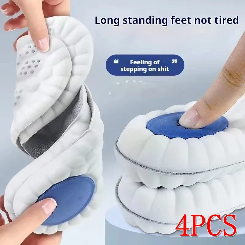 2/4PCS Füße Dämpfung Schuhsohle Super Weiche Einlegesohlen für Schuhe Männer Laufsport Einlegesohle Plantarfasziitis schuhe Pads 1 Paar Image