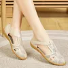 Damen-Sandalen, geschlossene Zehen, 2025, neue hohle Sandalen mit mittlerem Absatz für Damen, große Sommer-Damenschuhe