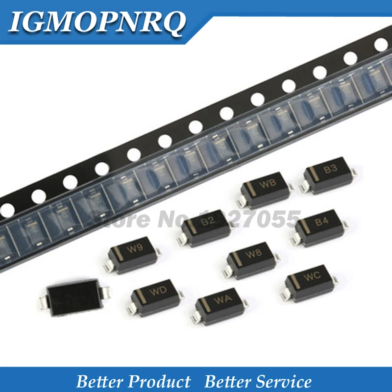 323 pcs smd diode 0,25 sod-w smd diode bzt52c10v 3v 3 v3 7 v5 6 v8 5 v6 5 v1 4 v7 12v 10v 15v 16v 18v 20v 24v bzt52c3v bzt52c Image
