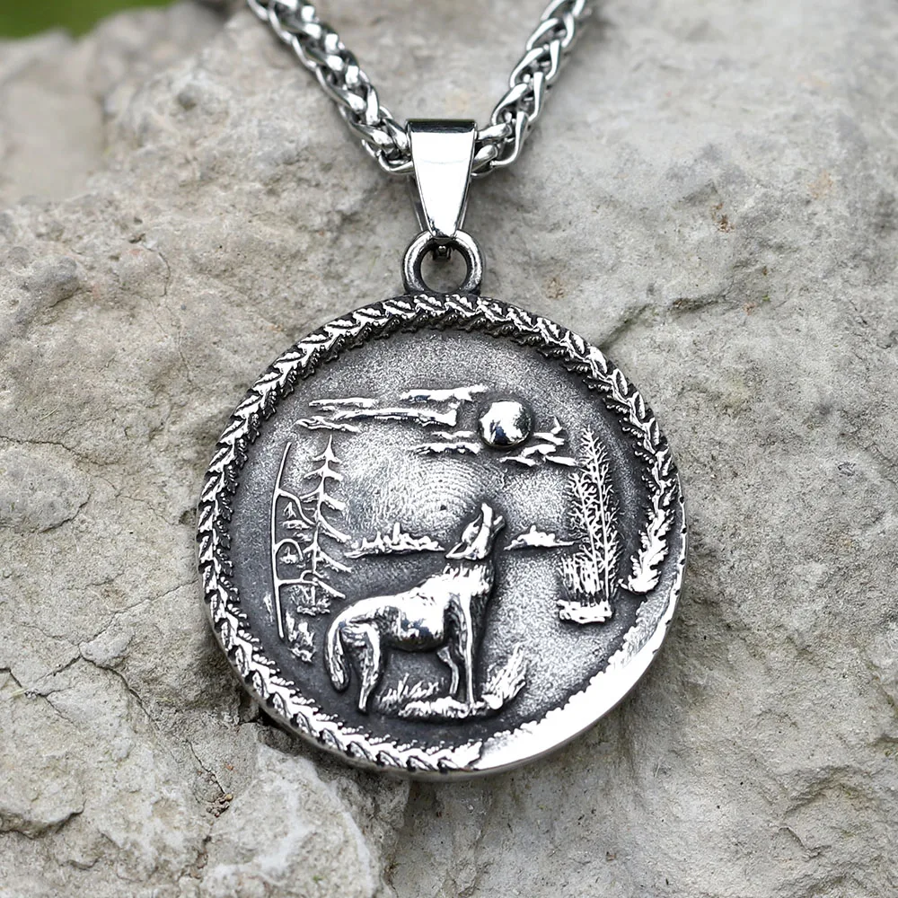 2025 NEUE Herren-Halskette mit Wikinger-Wolf-Amulett-Anhänger aus 316L-Edelstahl für Teenager, Tier-Modeschmuck, Geschenk, kostenloser Versand Image