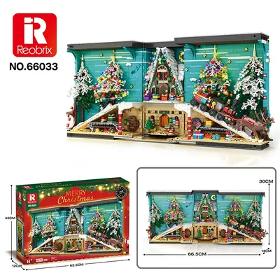 Reobrix 66033 Frohe Weihnachten Buchstütze Modell Stadt Modulare Street View Serie DIY Spielzeug Bausteine Geschenk Jungen 3260 Stücke Image