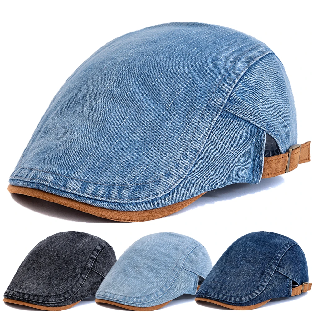 Heißer Verkauf Sommer Outdoor Flachen Hut Sport Baumwolle Baskenmütze Kappen Einfarbig Casual Schirmmützen Unisex Cowboy Stilvolle Sonnenhüte Image