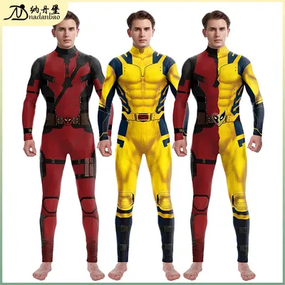 Super-Héros Hommes Film Deadpool Wolverine Cosplay Kostüme Halloween Combinaison Performance Fête Zentai Body Image