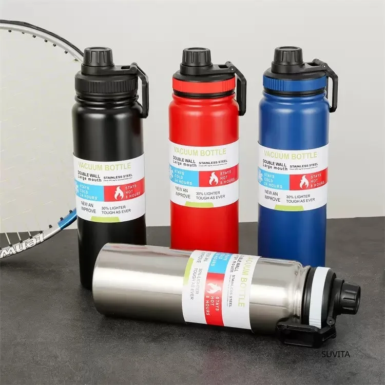 Outdoor-Thermoskanne, Wasserflasche, Edelstahl, isolierter Becher, hält Kälte und Hitze, Thermobecher, Reise-Vakuumflaschen, 600/800/1000 ml Image