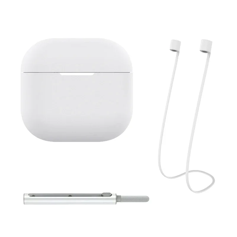 3-in-1-Silikonhülle für Airpods 4, mit Reinigungsset, kabelloser Kopfhörer, Anti-Verlust-Kabel-Schutzhülle für Airpods4-Abdeckung Image
