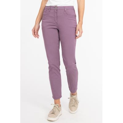 Stoffhose RECOVER PANTS "HOSE", Damen, Gr. 25, Normalgrößen, lila (mauve), 84% Baumwolle;14% Polyamid;2% Elasthan, unifarben, slim fit knöchelfrei, Hosen, mit Ziersteppung Image
