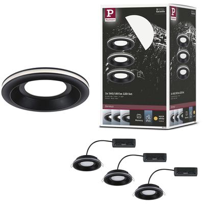 PAULMANN LED Einbauleuchte "LED Einbauleuchte Sormus IP65 rund 100mm", schwarz, 3 flammig, Ø 10,0cm H: 3,3cm, 3 St., Lampen, Memoryfunktion Image