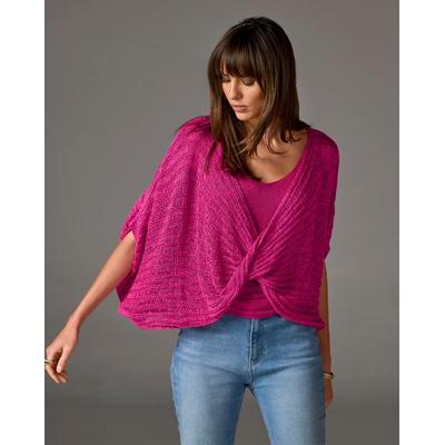 Boston Proper - Blossom Pink - Metallic Twist Sweater Poncho - 2XS/XS